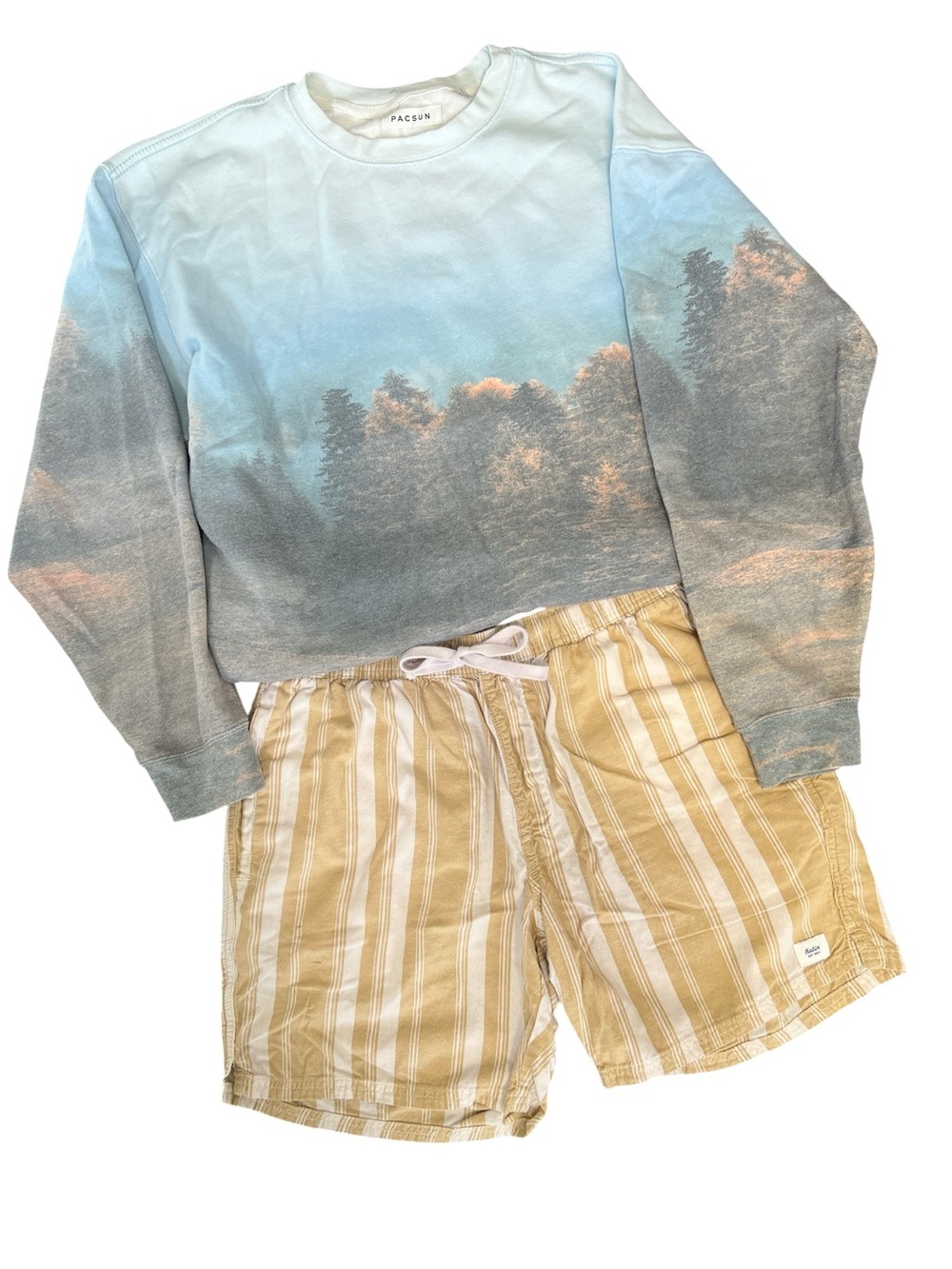 Katin Beige and White Striped Shorts Men’s size L GUC Natural fibers